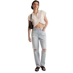 MADEWELL The Slouchy BoyJean in Wrightlane Wash Ripped Edition Sz 26P NWT
